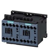 reversing contactor assembly, AC-3e/AC-3, 16 A, 7.5 kW / 400 V, 3-pole, 220 V AC,