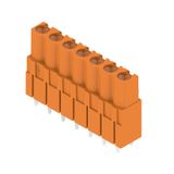 PCB plug-in connector, female header, closed side, THT solder connection, 5.08 mm, Number of poles: 7, 180°, Solder pin length (l): 3.2 mm, tinned, orange, Box