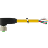 M12 female 90° A-cod. 180° with cable PUR 8x0.25 ye 10.0m