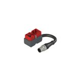 Technopolymer connector with cable and M12 connector, cable length 0.2 m, 1NO+1NC