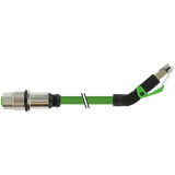 M12 fem. recept. D-cod. rear / RJ45 male 90° up PUR 1x4xAWG22  gn 0.6m