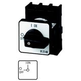 P1-25/EZ On-Off switch, P1, 25 A, centre mounting, 3 pole, with black thumb grip and front plate