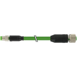 M8 male 0° / M12 female 0° D-cod. shielded PUR 1x4xAWG26 gn 2.5m