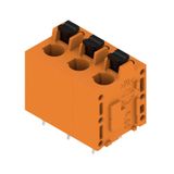 Printed circuit board terminals, 7.50 mm, Number of poles: 3, 180°, Solder pin length (l): 3.5 mm, tinned, orange, PUSH IN with actuator, Box