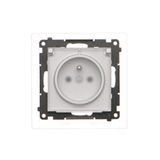 IP44 single socket outlet with frame seal - transparent flap, module, 16A, quick connection, matt aluminum