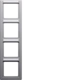 Frame 4gang with labelling field vertical Q.1 alu velvety, lacquered