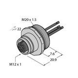 Female Flange with Stranded Wires, Front-mounted   EC-FK4.5-0.5/20