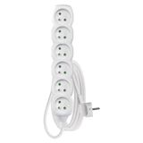 Extension Cord 3 m / 6 sockets / white / PVC / 1 mm2