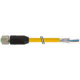 M12 female 0° A-cod. with cable shielded PUR 5x0.34 shielded ye UL/CSA