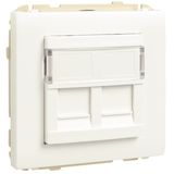 COV RING W/DOUB SUPPORT F/RJ45 CONNECT WHITE