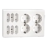 OUTLET SURFACE MOUNTED 4+6 EURO W/EARTH WHITE 6-PACK
