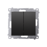 Two gang switch for IP44 version, (module), 10AX, quick connection, black matt