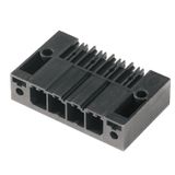PCB plug-in connector, male header, Solder flange, THT/THR solder connection, 7.62 mm, Number of poles: 2, 90°, Solder pin length (l): 2.6 mm, tinned, black, Box