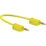 Measuring lead with (2 mm plug, spring-loaded, straight) to (2 mm plug, spring-loaded, straight), 150 mm, yellow, PVC, 0.5 mm², CAT O, 28.0039-01524