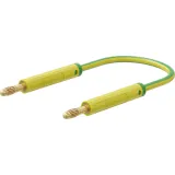 Measuring lead with (4 mm lamella plug, straight) to (4 mm lamella plug, straight), 1 m, yellow/green, PVC, 1.0 mm², 64.1071-10020