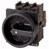 P1-32/EA/SVB-SW/N/HI11 Main switch, P1, 32 A, flush mounting, 3 pole + N, 1 N/O, 1 N/C, STOP function, With black rotary handle and locking ring, Lockable in the 0 (Off) pos