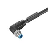 Power cable, One end without connector, M12, Number of poles : 5 (4 + PE), 3 m, pin, 90°, Shielded: No, LED: No, Sheath material: PUR, Halogen: No