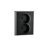 OUTLET FLUSH MOUNTED DOUBLE WITHOUT EARTH BLACK 6-PACK