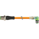 M12 male 0° / M8 female 90° A-cod. LED PUR 3x0.34 or 4m