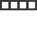 Cover frame 4-way horizontal, text field, A.1, matte night black