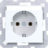 SCHUKO wall socket, text field, plug-in type, A.x/C.x, light white glass