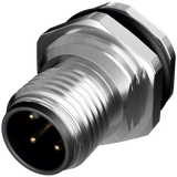 M12 male recept. 0° S-cod. rear 4-pol., PCB-Pin