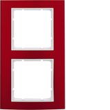 Frame 2gang, B.3, al. red/p. white matt, al. anodised