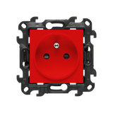 Socket outlet with earthing and shutters, Push In system, (module), Simon 24, IP20, 16A, red