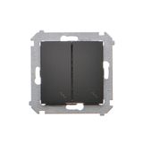 Double two-way switch, (module), 10AX, Screw, black matt