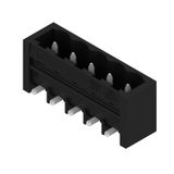 PCB plug-in connector, male header, closed side, THT/THR solder connection, 5.08 mm, Number of poles: 5, 270°, Solder pin length (l): 1.5 mm, tinned, black, Box