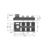 Passive actuator/sensor junction box, M12 x 1 6-port, with male M23 for incoming line   TB-6M12-4P2-CS12T