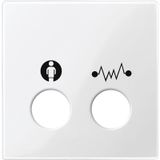 Central plate for call unit as diagnostic/plug contact, polar white glossy, System M