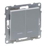 2-GANG TWO-WAY SWITCH ILLUMINATED 10AX AUTOMATIC TERMINALS ALUMINIUM