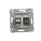 Quadruple socket outlet with Schuko earthing and shutters, surface mounted - Scandinavian version, (Complete product), 16A, 250V, Screw, Silver matt, metalic