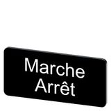 Labeling plate 12.5 x 27 mm, label black, labeling: Arret-Marche