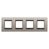 LUX INTERNATIONAL PLATE - IN METAL - 2+2+2+2 MODULES HORIZONTAL - BRUSHED ALUMINIUM LAVY - INNER FRAME MATT BLACK - CHORUSMART