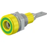 2 mm socket, flat plug connection, mounting Ø 6.4 mm, yellow/green, 23.0030-20
