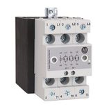Allen-Bradley 156-C3P25NCB Three Phase Solid State Contactor with three switched poles 25 A @ 40C 600 volts AC maximum with AC control 20 - 275 volts and DC control of24 - 190 volts.