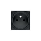 Cover for single socket outlet with transparent flap, (cover), Simon 24, IP44, graphite mat