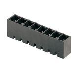 PCB plug-in connector, male header, closed side, THT/THR solder connection, 3.81 mm, Number of poles: 9, 180°, Solder pin length (l): 3.2 mm, tinned, black, Box