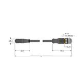 Actuator and Sensor Cable, PUR Extension Cable   PKG4S-0.6-RSC4.4T/TXL