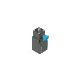Position switch with short piston plunger and reset device