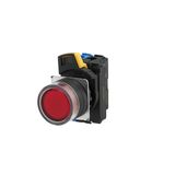 Pushbutton A22NL Ã˜22, bezel plastic, FULL GUARD, MOMENTARY, CAP COLOR Transparent RED, LED RED, 2NO, 24 VDC A2221614D
