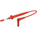 Measuring lead with (test probe, straight) to (4 mm plug, spring-loaded, angled), 1 m, red, PVC, 1.0 mm², CAT II, 66.9008-10022