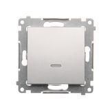 Single contact push button illuminated without pictogram, (module), 10AX, quick connection, Silver matt, metalic