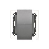 Double socket outlet with pin earthing IP44 with sealing (module), same color flap and cover, module, 16A, quick connection, graphite mat