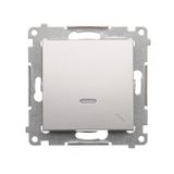 Two-way switch with LED illumination, (module), 10AX, quick connection, Silver matt, metalic