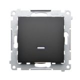 Single switch with indicator LED light, (module), 10AX, quick connection, black matt