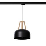 HANGING LAMP 3 PHASE CASCO BLACK/NATURAL WOOD E27 4000K 7.5W 690LM