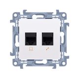 IT socket RJ45 category 6 + telephone socket RJ11, white